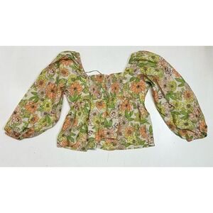 J. Crew Flower Floral Shirt‎ Blouse Top Size 12 Puff Sleeves